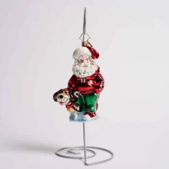 Santa Best Friend Glass Ornament