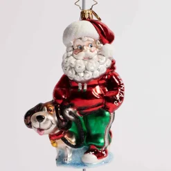 Santa Best Friend Glass Ornament