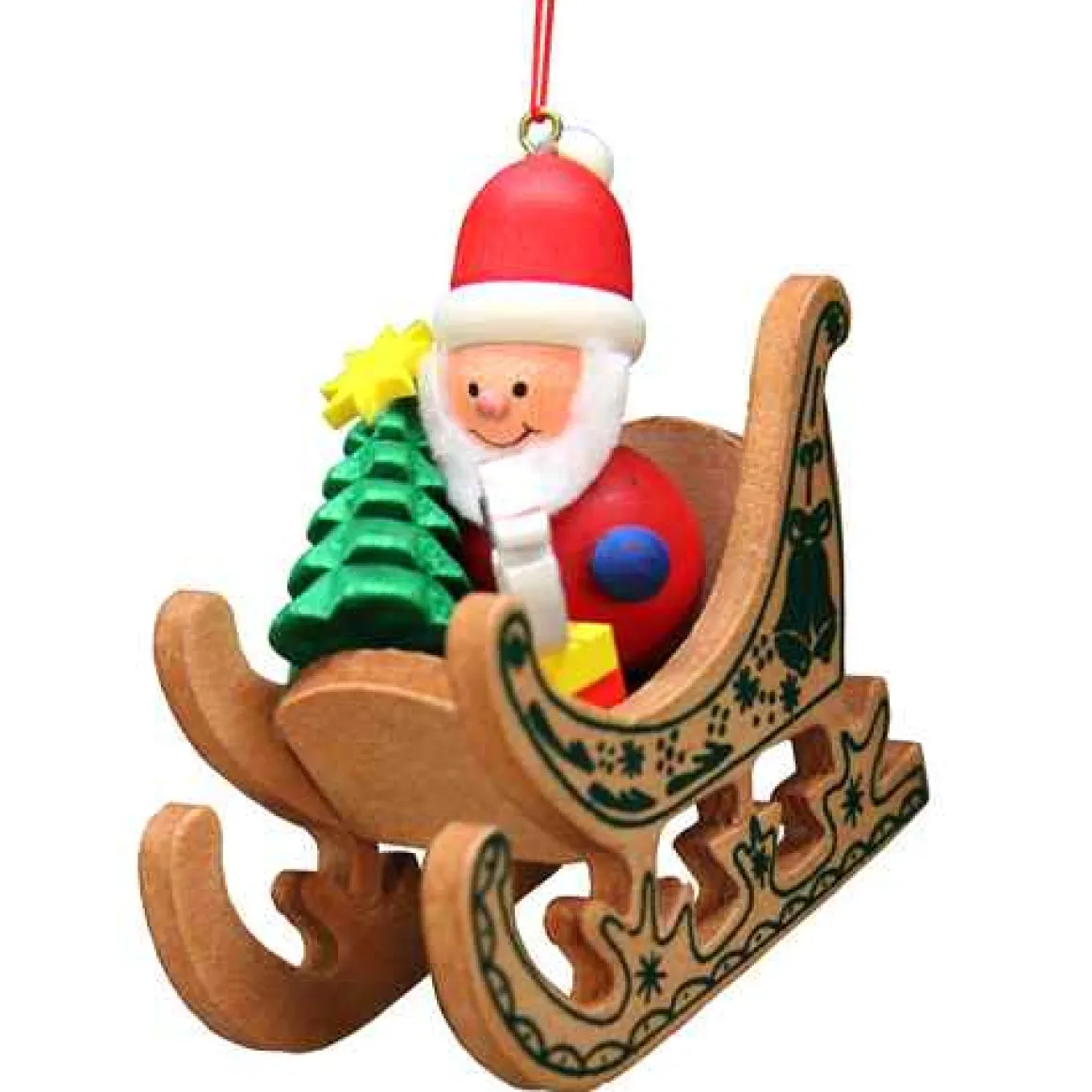 Santa In Sled Ornament