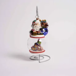 Santa Magic Snow Globe Glass Ornament