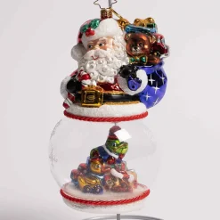 Santa Magic Snow Globe Glass Ornament