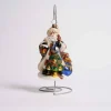 Santa Pear Tree Glass Ornament