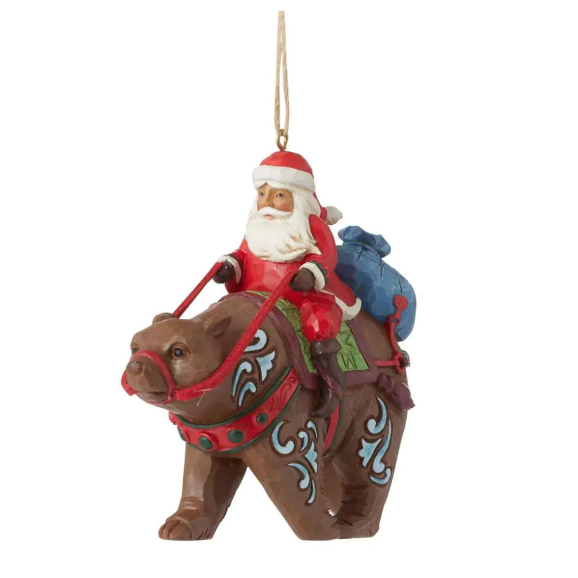 Santa Riding Bear Ornament