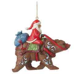 Santa Riding Bear Ornament