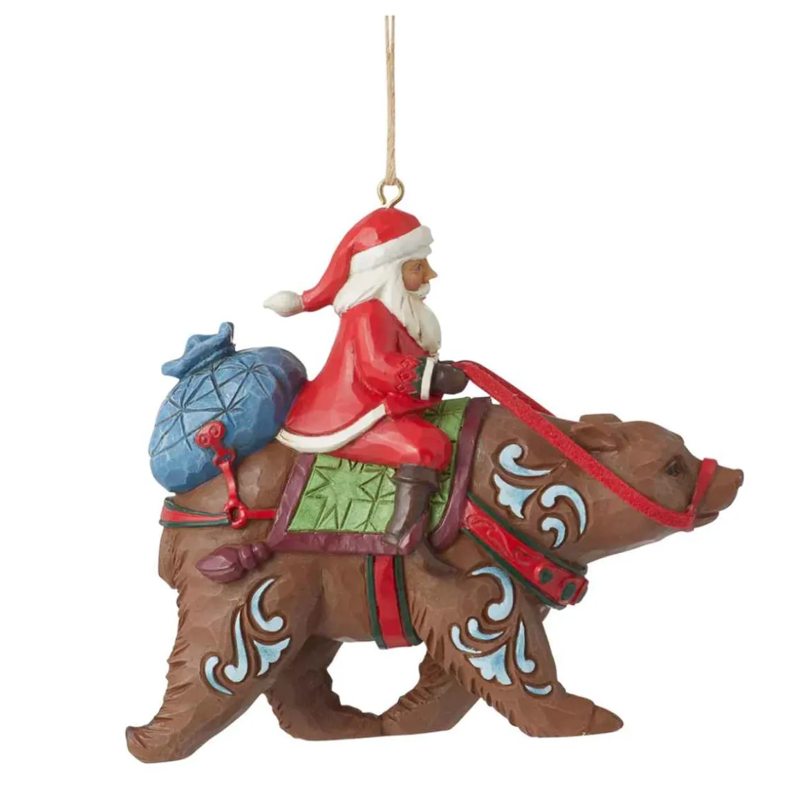 Santa Riding Bear Ornament