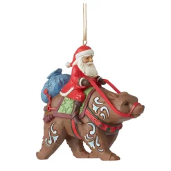 Santa Riding Bear Ornament