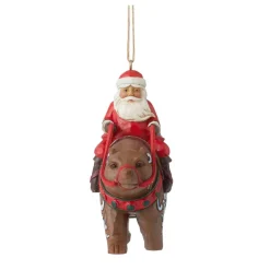 Santa Riding Bear Ornament