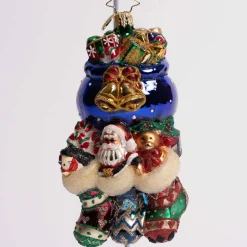 Santa Was Here Glass Ornament