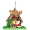 Santa With Elk House Ornament