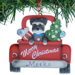 Schnauzer In Back Of Truck Ornament