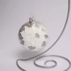 Silver Glass Ball With Poinsettia