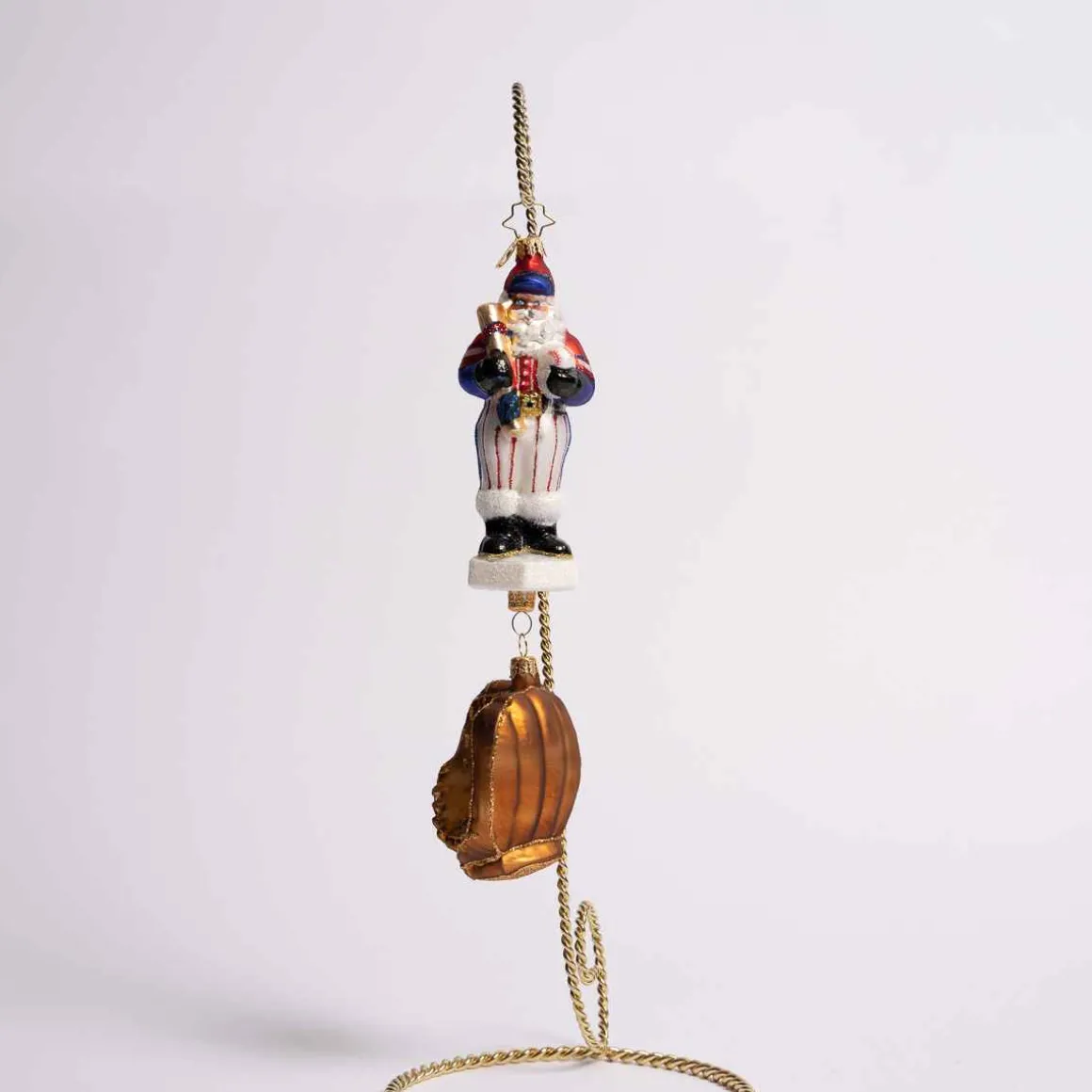 Slugger Santa Glass Ornament