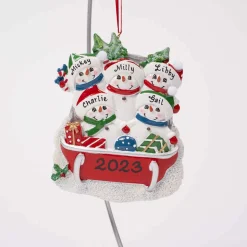 Snowman On Sled Family Of Five