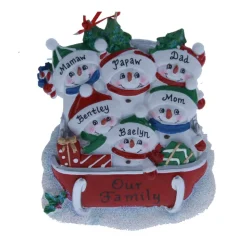 Snowman On Sled Family Of Six