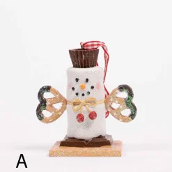 Snowman Smore With Pretzel Arms