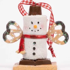 Snowman Smore With Pretzel Arms
