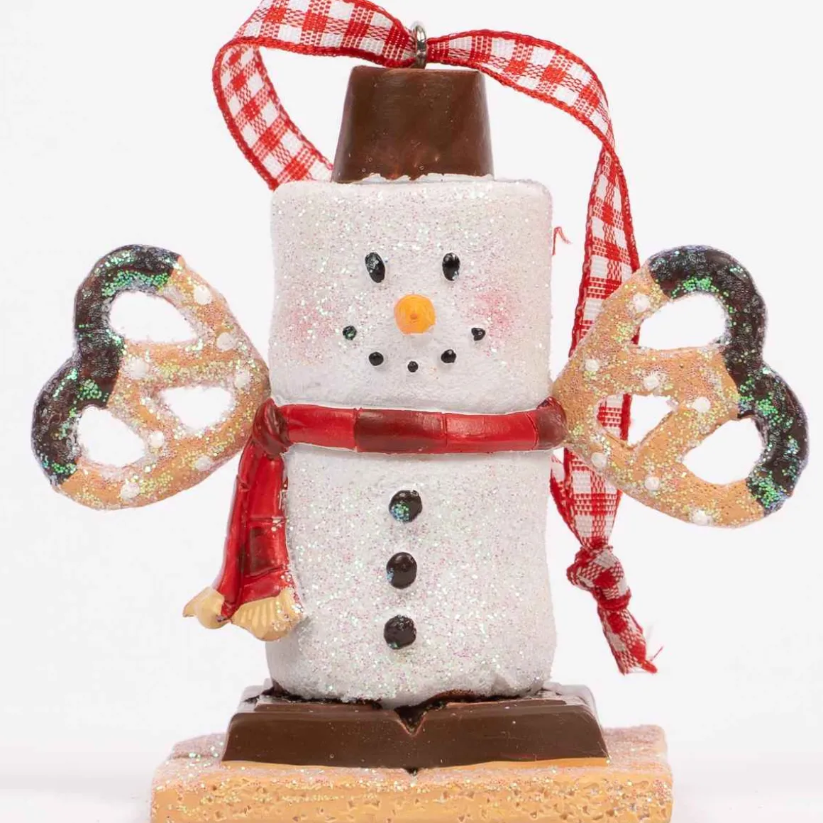 Snowman Smore With Pretzel Arms
