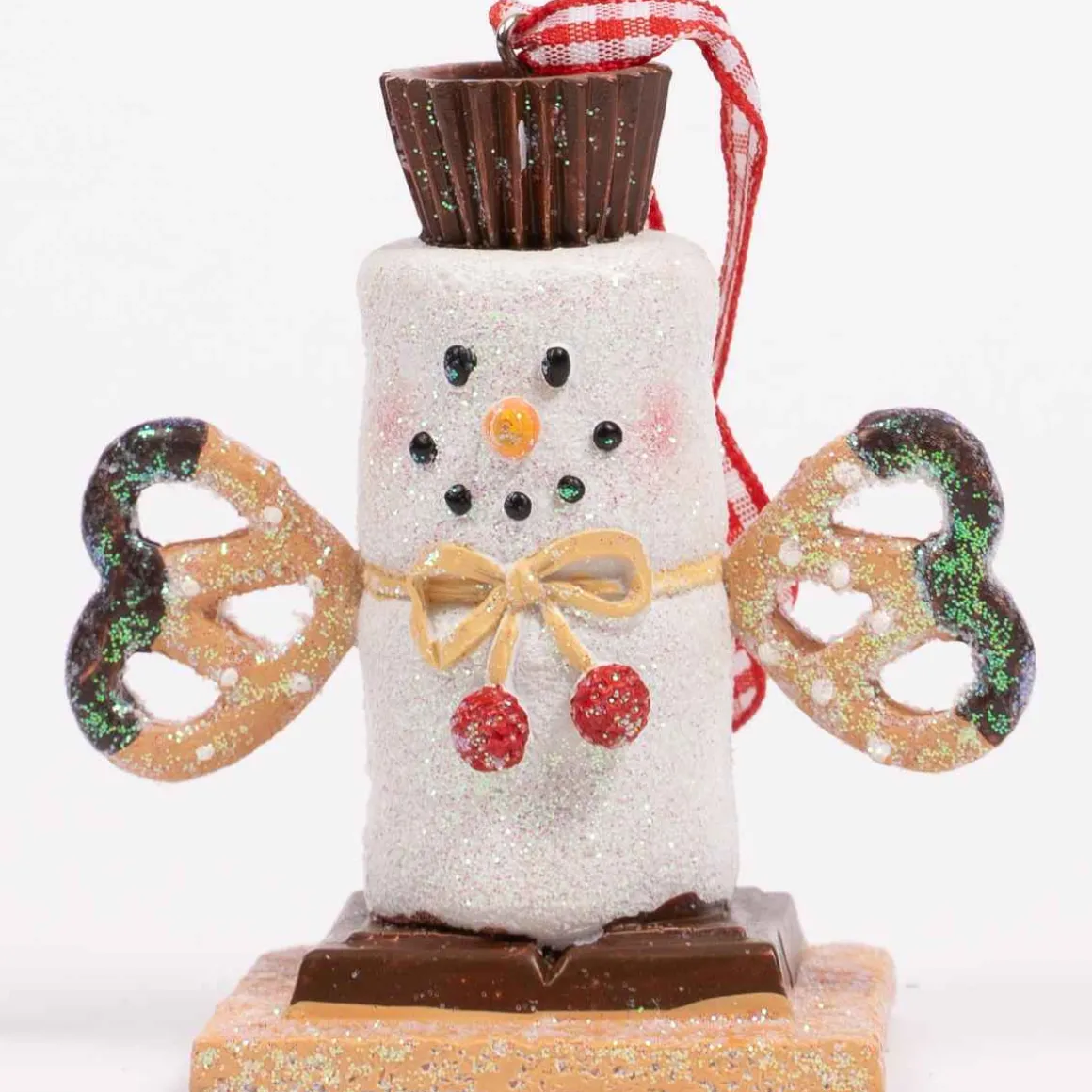 Snowman Smore With Pretzel Arms