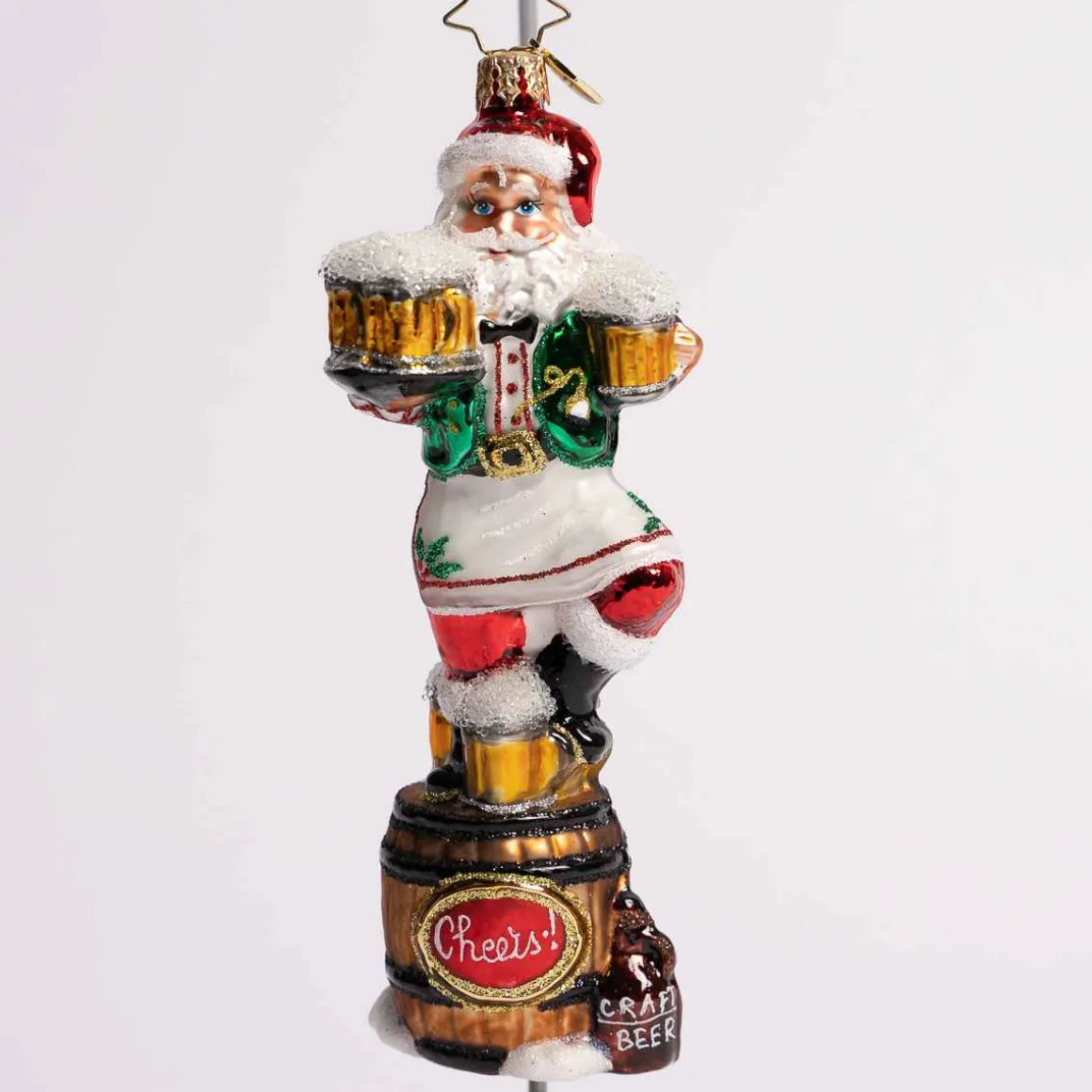 Three Cheers For Santa Glass Ornament