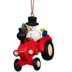 Tractor With Snowman Ornament