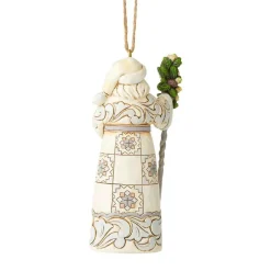White Woodland Santa Cane Ornament