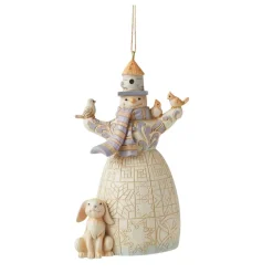 White Woodland Snowman Ornament