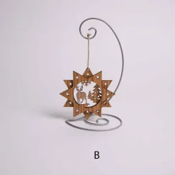 Wooden Star With Deer Scene