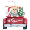 Yorkie In Back Of Truck Ornament